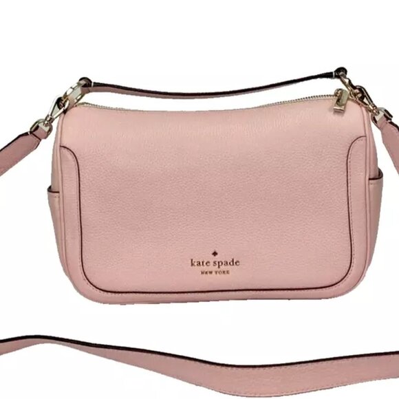 NWT KATE SPADE NEW YORK Crossbody Smoosh 2way Chalk Pink Shoulder Bag Leather - Picture 3 of 11